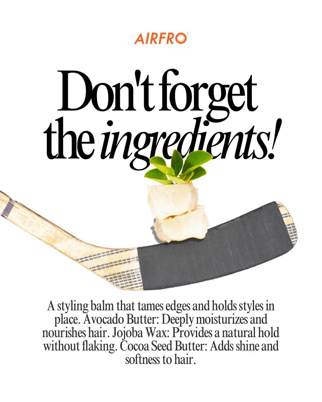 AIRFRO RUN -  Conditioning Hair Balm with Avocado Butter & Jojoba Wax for a sleek style